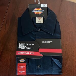 Dickies Men's Dark Blue Twill Button Down Shirt